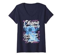 Women's Disney Lilo & Stitch 626 Stitch Day Ohana Means Family V-Neck T-Shirt
