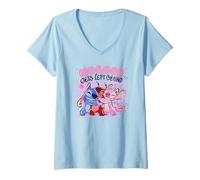 Women's Disney Lilo & Stitch Nobody Gets Left Behing Sketch Big Logo V-Neck T-Shirt