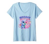 Women's Disney Lilo & Stitch Nobody Gets Left Behing Sketch Logo V-Neck T-Shirt