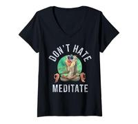 Womens Disney Lion King Rafiki Don't Hate Meditate V-Neck T-Shirt