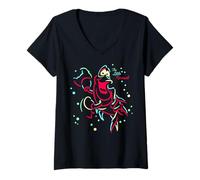 Womens Disney Little Mermaid Neon Sebastian V-Neck T-Shirt
