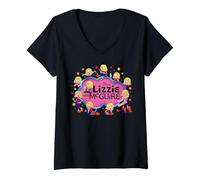 Women's Disney Lizzie McGuire Cartoon Lizzie Multi-Poses and Logo V-Neck T-Shirt