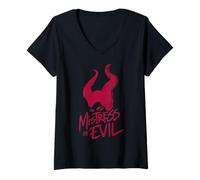 Womens Disney Maleficent Mistress of Evil Looking Over Text V-Neck T-Shirt