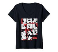 Womens Disney Mickey And Friends Mickey Mouse Expressions Boxes V-Neck T-Shirt