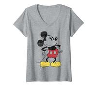 Womens Disney Mickey And Friends Mickey Mouse Vintage Outline V-Neck T-Shirt
