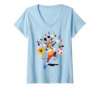 Women's Disney Mickey And Friends Soccer ¡El Festejo! Micky & Goofy V-Neck T-Shirt