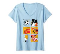 Women's Disney Mickey And Friends Soccer Panels Mickey Scores A Goal V-Neck T-Shirt