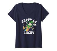 Womens Disney Mickey and Friends St. Patrick's Day Happy Go Lucky V-Neck T-Shirt