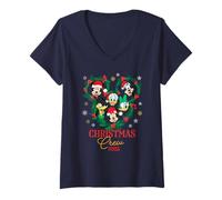 Womens Disney Mickey & Friends Christmas Crew 2025 Holiday Trip V-Neck T-Shirt