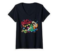 Womens Disney Mickey & Friends Christmas Tree Let's Decorate! V-Neck T-Shirt