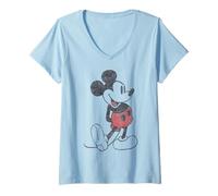 Womens Disney Mickey & Friends Mickey Mouse Vintage Portrait V-Neck T-Shirt