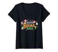 Womens Disney Mickey & Friends Santa Squad 2025 Christmas Trip V-Neck T-Shirt