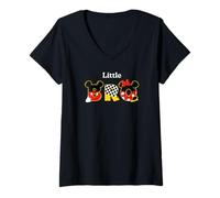 Womens Disney Mickey & Minnie "Little Bro" Family Trip Vacation V-Neck T-Shirt