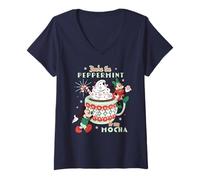 Womens Disney Mickey & Minnie "The Peppermint to My Mocha" Holiday V-Neck T-Shirt