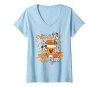 Womens Disney Mickey & Minnie You're The Pumpkin to My Spice Fall V-Neck T-Shirt