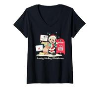 Womens Disney Mickey Mouse A Very Mickey Christmas Retro Holiday V-Neck T-Shirt