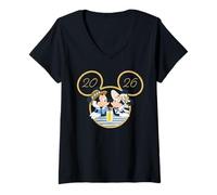 Womens Disney Mickey Mouse & Minnie Mouse 2026 Cruise Line Vacation V-Neck T-Shirt