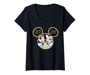 Womens Disney Mickey Mouse & Minnie Mouse 2026 Cruise Line Vacation V-Neck T-Shirt