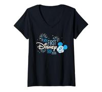 Womens Disney Mickey Mouse "My First Disney Trip" 2026 Vacation V-Neck T-Shirt