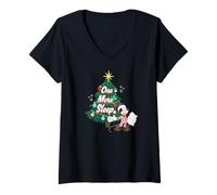 Womens Disney Mickey Mouse One More Sleep Until Christmas Holiday V-Neck T-Shirt