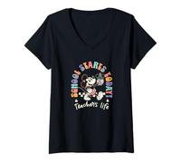 Women's Disney Mickey Mouse School Starts Today! Teacher's Life V-Neck T-Shirt