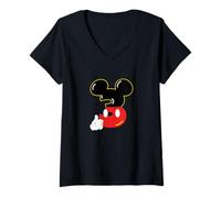 Womens Disney Mickey Numbers "3" Third 3rd Birthday Party Gift V-Neck T-Shirt