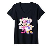 Women's Disney Minnie & Daisy Back to School Best Friends BFFs V-Neck T-Shirt