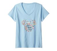 Womens Disney Minnie Mouse Best Mum Ever Icon Flowers Mother’s Day V-Neck T-Shirt