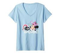 Womens Disney Minnie Mouse I Am Awesome Rainbow Icon Jumble V-Neck T-Shirt