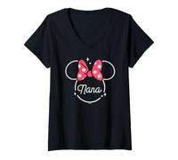 Womens Disney Minnie Mouse Nana Grandma Icon Magic Mother’s Day V-Neck T-Shirt