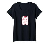 Womens Disney Minnie Mouse Oh My PJs Cozy Christmas Holiday Stamp V-Neck T-Shirt