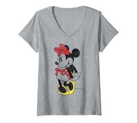 Womens Disney Minnie Mouse Vintage Cute Pose V-Neck T-Shirt