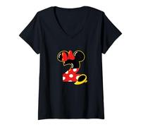 Womens Disney Minnie Numbers "2" Second 2nd Birthday Party Gift V-Neck T-Shirt