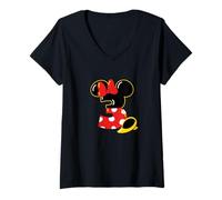 Womens Disney Minnie Numbers "3" Third 3rd Birthday Party Gift V-Neck T-Shirt