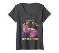 Women's Disney Moana Let Me Talk About Myself In Song Form Tamatoa V-Neck T-Shirt, Dark Heather Grey, XX-Large