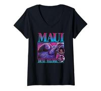 Womens Disney Moana Maui You're Welcome Distressed Portrait V-Neck T-Shirt