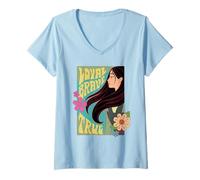 Womens Disney Mulan Loyal Brave True Profile V-Neck T-Shirt