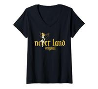 Womens Disney Peter Pan Tinkerbell & Never Land Original V-Neck T-Shirt