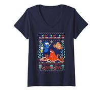 Womens Disney Pixar Finding Dory Hank Nemo Dory Ugly Sweater Style V-Neck T-Shirt