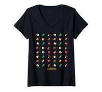 Women's Disney Pixar Hoppers Coconut Lizard Log Beaver Heart Emojis V-Neck T-Shirt