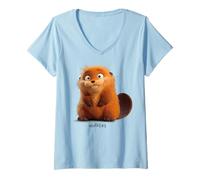 Women's Disney Pixar Hoppers Mabel Beaver Smiling V-Neck T-Shirt
