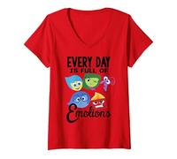 Women's Disney Pixar Inside Out Every Day Emotions V-Neck T-Shirt, Red, XX-Large