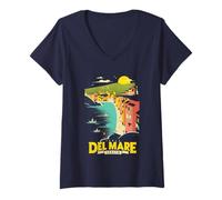Womens Disney Pixar Luca Isola Del Mar Italia Distressed Big Poster V-Neck T-Shirt