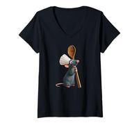 Womens Disney Pixar Ratatouille Chef Remy with Spoon V-Neck T-Shirt