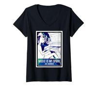 Womens Disney Pixar Soul Joe Gardner Music Is My Spark Poster V-Neck T-Shirt