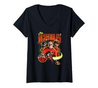 Womens Disney Pixar The Incredibles 2 Super Family Group Shot V-Neck T-Shirt