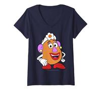 Women's Disney Pixar Toy Story Mrs. Potato Head Big Portrait V-Neck T-Shirt, Navy Blue, X-Large