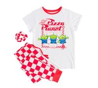 Womens Disney Pixar Toy Story Pizza Planet Aliens Pyjamas with Scrunchie Off-White