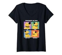Womens Disney Pixar Up Dug Thoughts Of Dog Expressions Box Up V-Neck T-Shirt