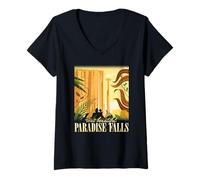 Womens Disney Pixar Up Visit Beautiful Paradise Falls Portrait V-Neck T-Shirt